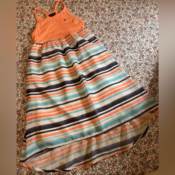 Nautica girls solid & striped dress. Very good used condition. Size 5. - Picture 2 of 9